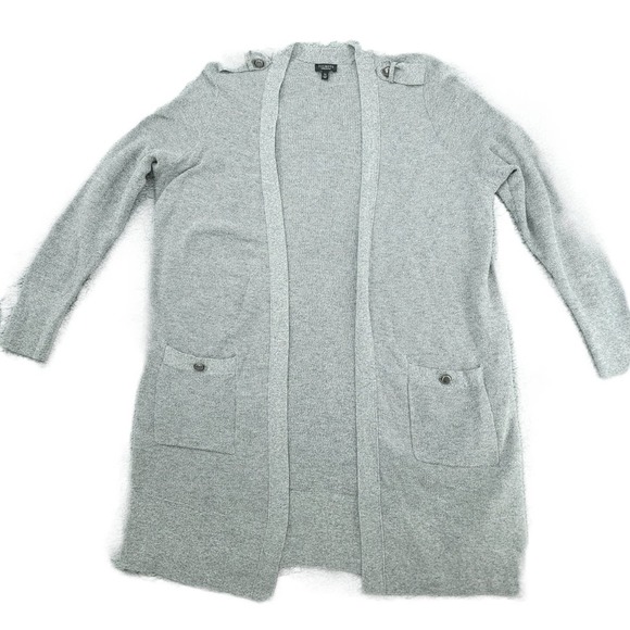 Talbots Grey Cashmere Blend Open Cardigan Size XL Petite NWOT - Picture 1 of 8